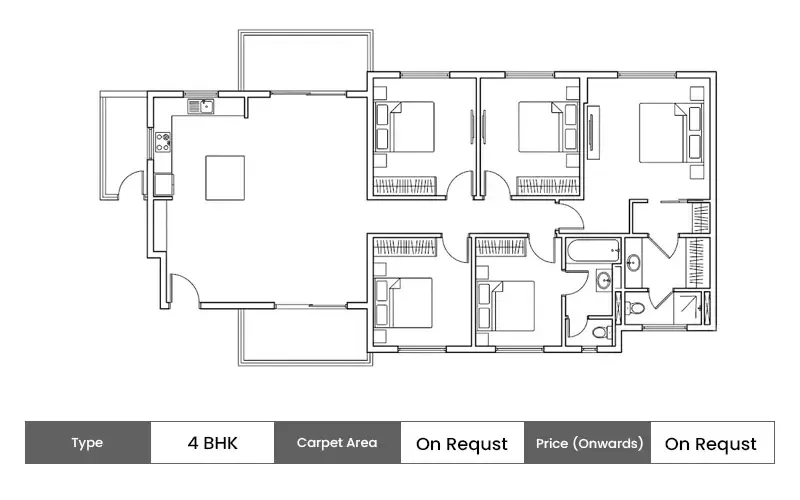 TPV The Royal Bay 4 BHK floor plan,  sq ft carpet area
